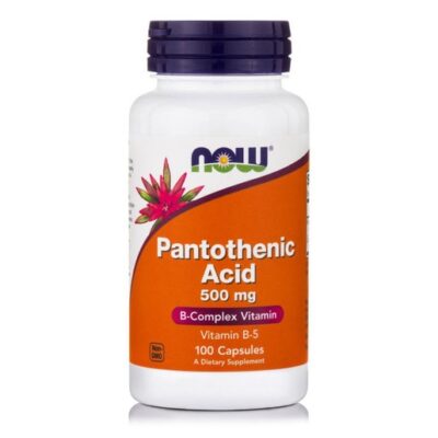 Now Foods Pantothenic Acid με Σημαντικό Ρόλο σε Αρκετές Βιοσυνθετικές Αντιδράσεις 500mg 100caps