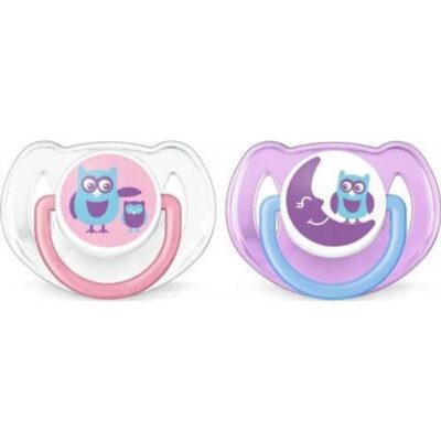 Avent Fashion Πιπίλα Σιλικόνης 6-18m Διαφανές - Μώβ 2 τεμάχια SCF197/22