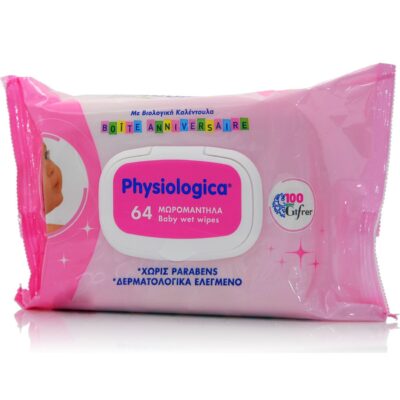 Physiologica Wet Wipes Μωρομάντηλα που Φροντίζουν την Ευαίσθητη Επιδερμίδα του Βρέφους 64Τεμάχια