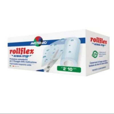 Master Aid Rollflex Acqua Stop Αυτοκόλλητη Διαφανής Μεμβράνη Για Επικάλυψη Και Στερέωση Της Γάζας 10m x 2cm