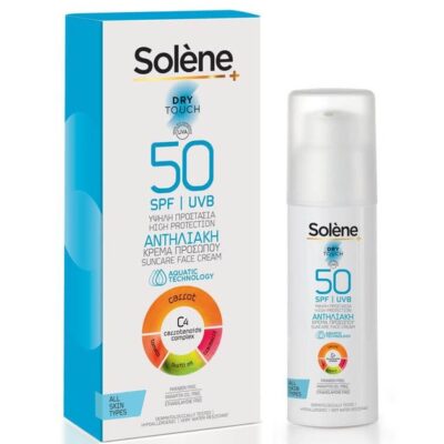 Solene Suncare Face Cream Spf50 Dry Touch Αντηλιακή Κρέμα Προσώπου για Μη Ανεκτικές στον Ήλιο Επιδερμίδες All Skin Types 50ml