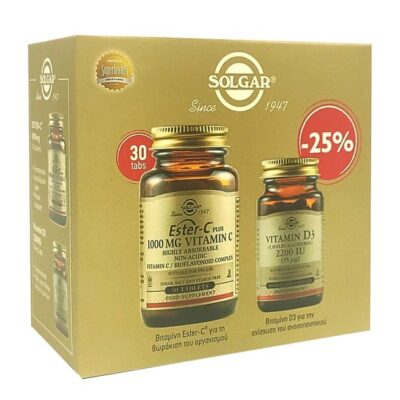 Solgar Ester-C Vitamim C 1000mg 30caps & Solgar Vitamin D3 2200iu 55μg 50caps