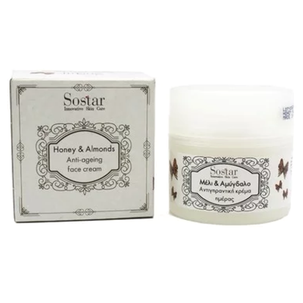 Sostar Honey & Almonds Cream Πλούσια Ενυδατική Κρέμα Προσώπου με Μέλι & Αμυγδαλέλαιο 50ml
