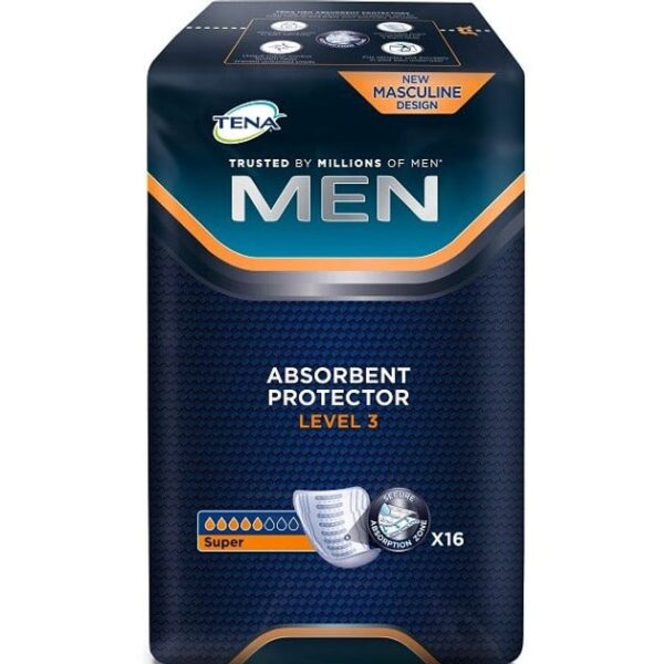 Tena Men Absorbent Protector Level 3 Επιθέματα Ακράτειας για Άντρες 16τεμ