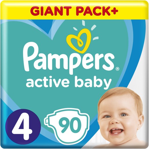 Pampers Active Baby Giant Pack Νο4 (9-14 kg) 90 πάνες