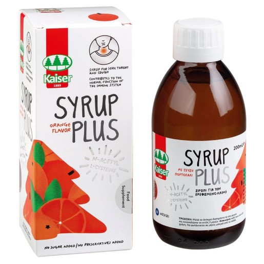 Kaiser Syrup Plus Orange Flavor Σιρόπι για τον Ερεθισμένο Λαιμό Γεύση Πορτοκάλι 200ml