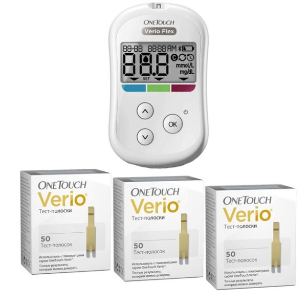 LifeScan Πακέτο Προσφοράς OneTouch Verio Test Strips Ταινίες 3 x 50τμχ & Δώρο OneTouch Verio Flex Συσκευή Μέτρησης Σακχάρου 1Τμχ