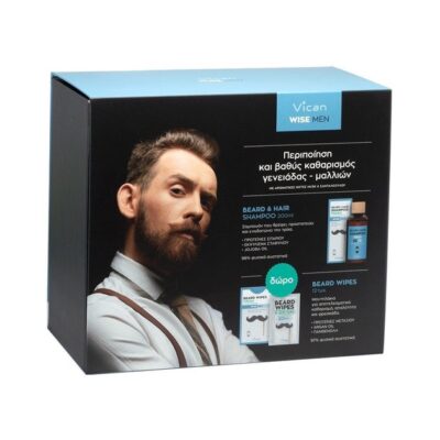 Vican Promo Wise Men Beard & Hair Shampoo Fresh 200ml & Δώρο Wise Men Beard Wipes Fresh 12 Τεμάχια
