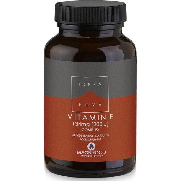 Terranova Vitamin E 200iu 134mg Complex Μοναδική Σύνθεση Βιταμίνης E Φυτικής Προέλευσης με Υπερτροφές 50veg.caps