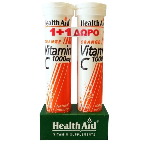 Πακέτο Προσφοράς Vitamin C 1000mg Orange 1+1 Δώρο 2χ20eff.tabs - Health Aid