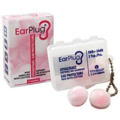 Vitorgan EarPlug Υποαλλεργικές Ωτοασπίδες Κέρινες με Επικάλυψη Βαμβάκι 4τεμάχια