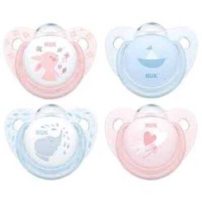 Nuk Baby Rose & Blue Πιπίλα Σιλικόνης με Κρίκο 1τεμάχιο