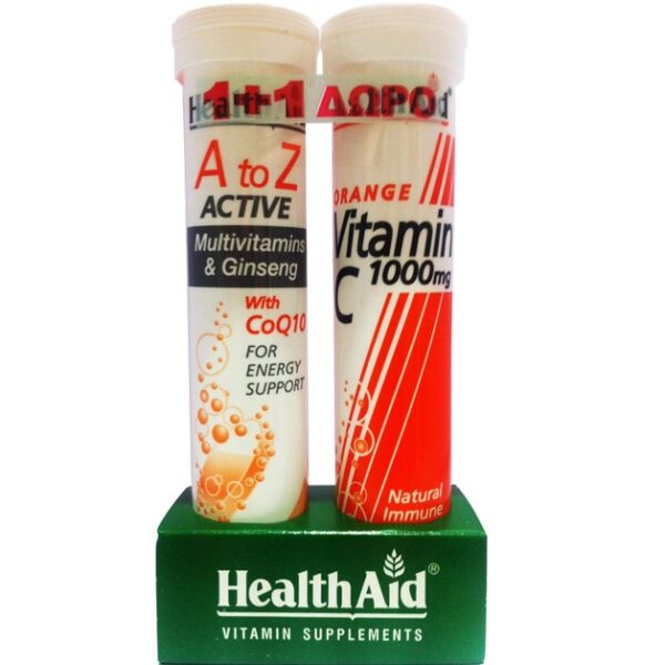 Πακέτo Προσφοράς Α to Ζ Active 20eff.tabs + Δώρο Vitamin C Orange 1000mg 20eff.tabs - Health Aid