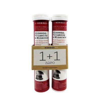 Korres Πακέτο Προσφοράς Ginseng Vitamins & Minerals Βιταμίνες & Μέταλλα 1+1 Δώρο 2x20 Αναβρ.Δισκία