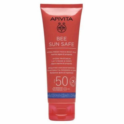 Apivita Bee Sun Safe Hydra Fresh Face & Body Milk With Marine Algae & Propolis Spf50 Travel Size 100ml