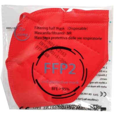 Disposable Non Medical Mask FFP2 - KN95 Μάσκα Προστασίας με Μεταλλικό Έλασμα μιας Χρήσης σε Κόκκινο Χρώμα 1 Τεμάχιο