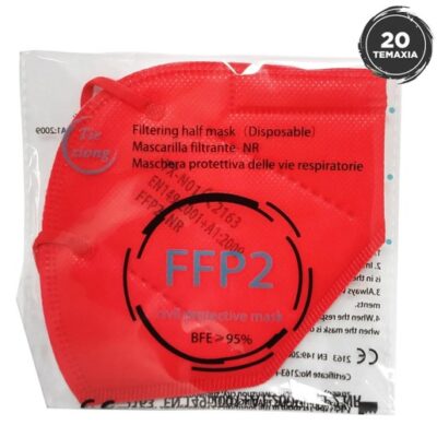 Disposable Non Medical Mask FFP2 - KN95 Μάσκα Προστασίας με Μεταλλικό Έλασμα μιας Χρήσης σε Κόκκινο Χρώμα 20 Τεμάχια