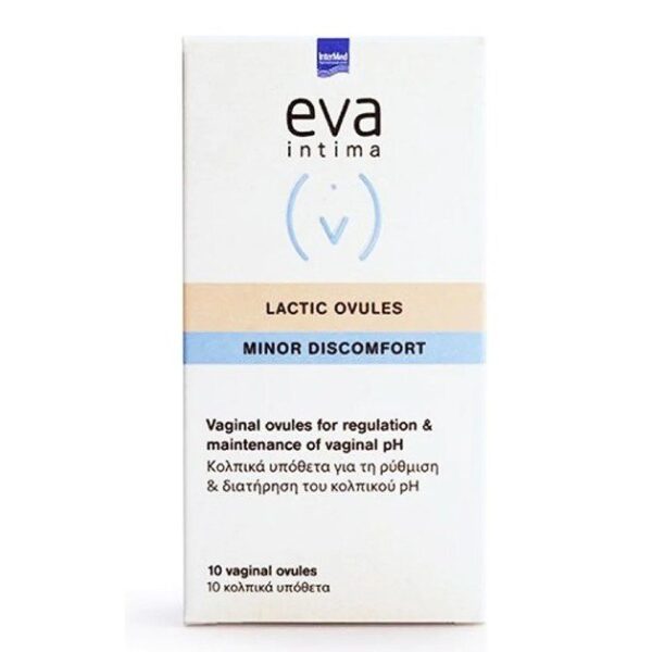 Intermed Eva Intima Lactic Ovules Minor Discomfort Κολπικά Υπόθετα για τη Ρύθμιση του Κολπικού pH 10 Τεμάχια