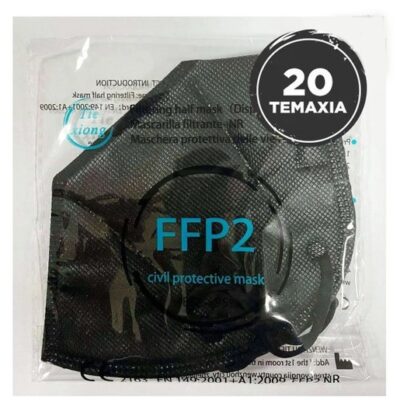 Disposable Non Medical Mask FFP2 - KN95 Μάσκα Προστασίας με Μεταλλικό Έλασμα μιας Χρήσης σε Μαύρο Χρώμα 20 Τεμάχια