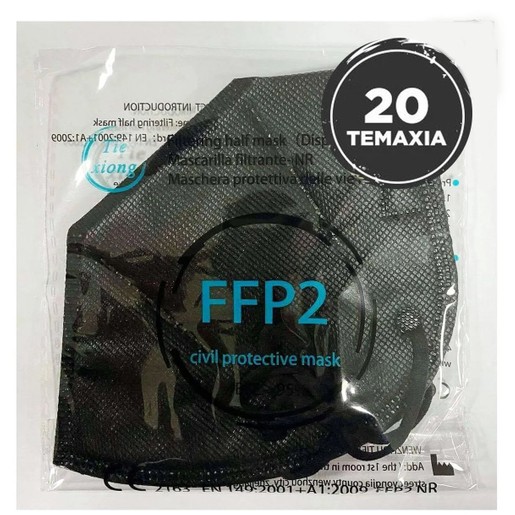 Disposable Non Medical Mask FFP2 - KN95 Μάσκα Προστασίας με Μεταλλικό Έλασμα μιας Χρήσης σε Μαύρο Χρώμα 20 Τεμάχια